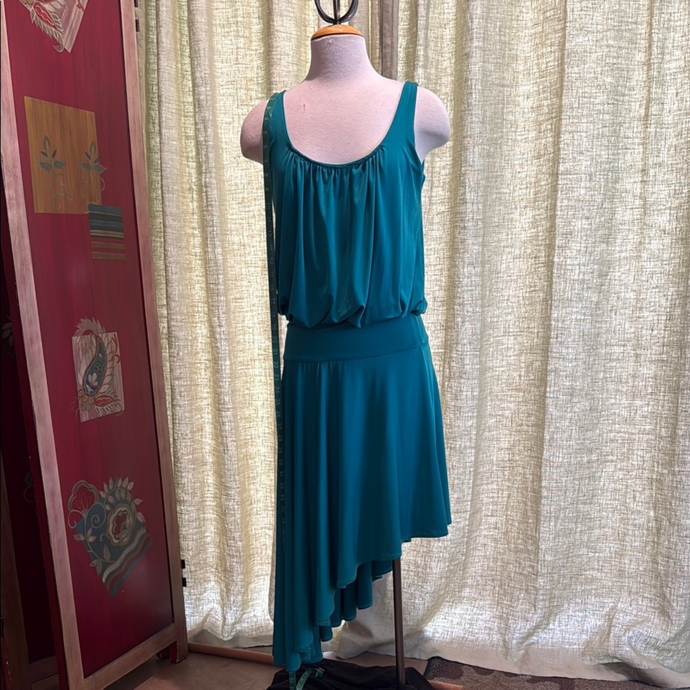 Elegant Teal Asymmetrical Dress